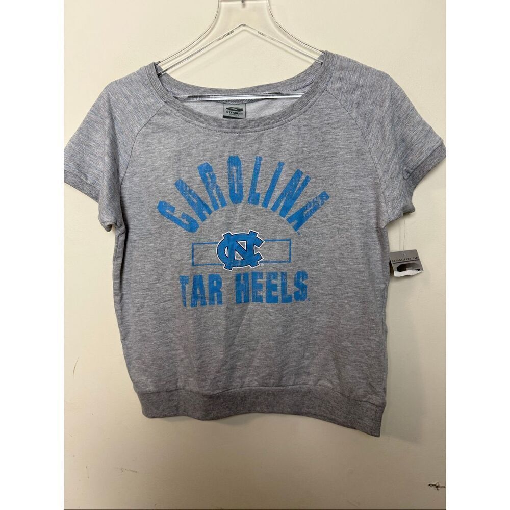 UNC Carolina Tar Heels Gray Short Sleeve Sweatshirt Medium NWT Stadium Athletics